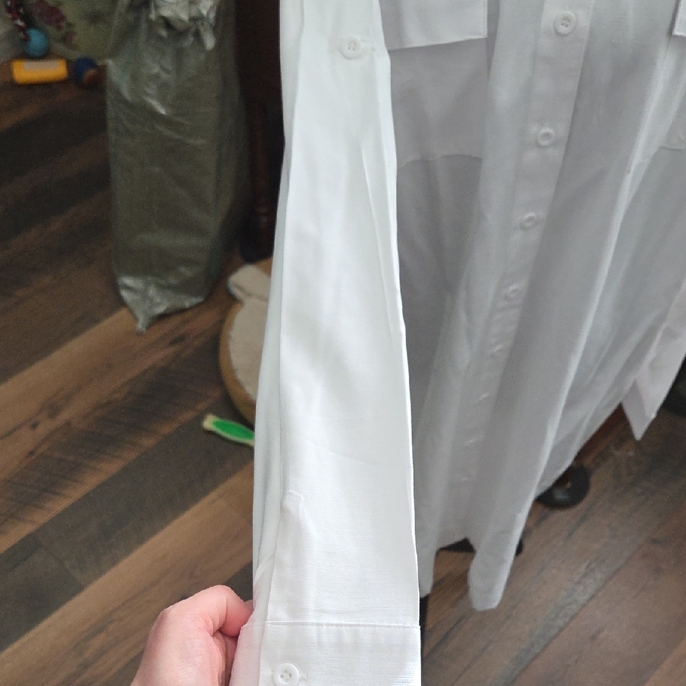 Elegant White Midi Long Sleeve Dress - Picture 2 of 4